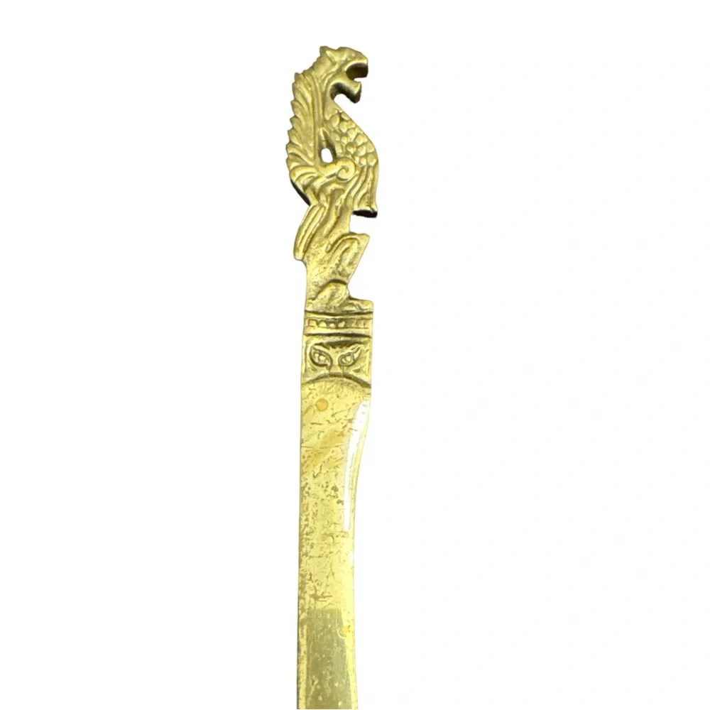 Vintage Brass Winged Dragon Dagger Letter Opener Marked Japan